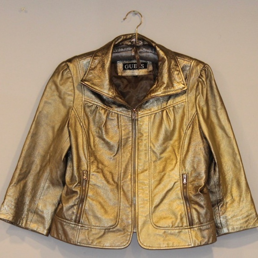 Guess Gold Leather Jacket